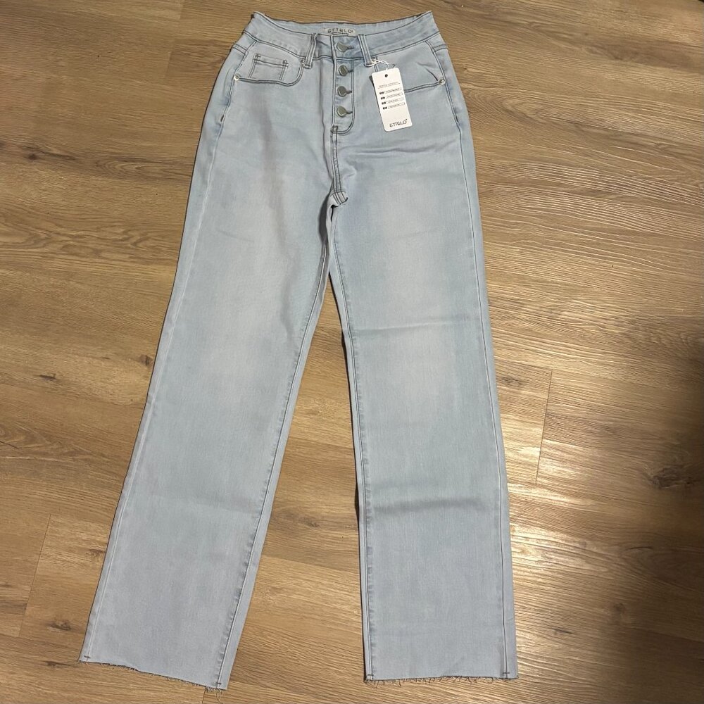 ETTELO Light Blue High Rise Straight Leg Jeans (04) - Picture 11 of 11